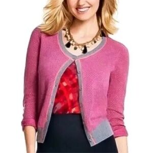 CAbi Pink and Gray Cardigan  #3013